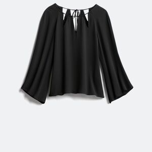 41 Hawthorn Black Blouse with Flared Sleeves